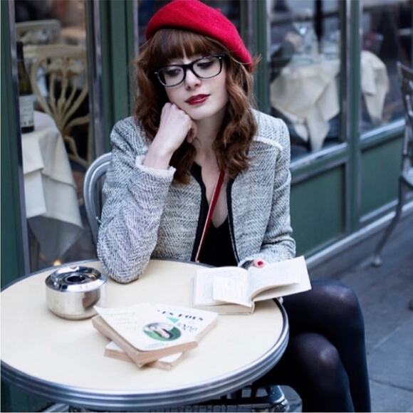 Comptoir Des Cotonniers Reine Black White Tweed Faux Leather Blazer Jacket 44 XL - Picture 1 of 13